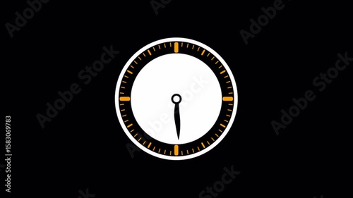 Clock icon animation on black background, Clock icon moving 12 hour's animated with alpha channel.