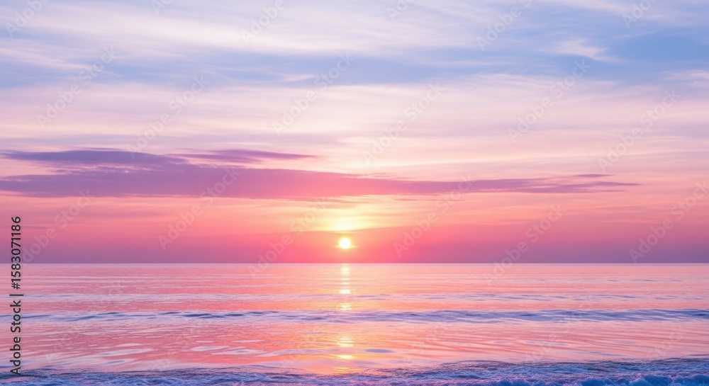 Obraz premium A beautiful sunset over the ocean with pink and purple clouds