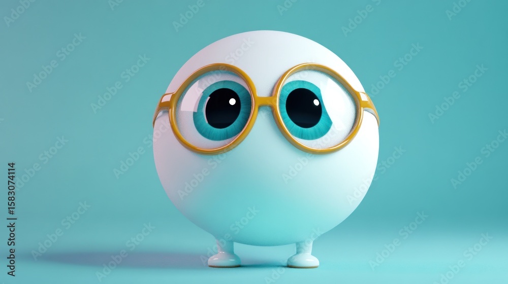 Obraz premium Cute round character with glasses