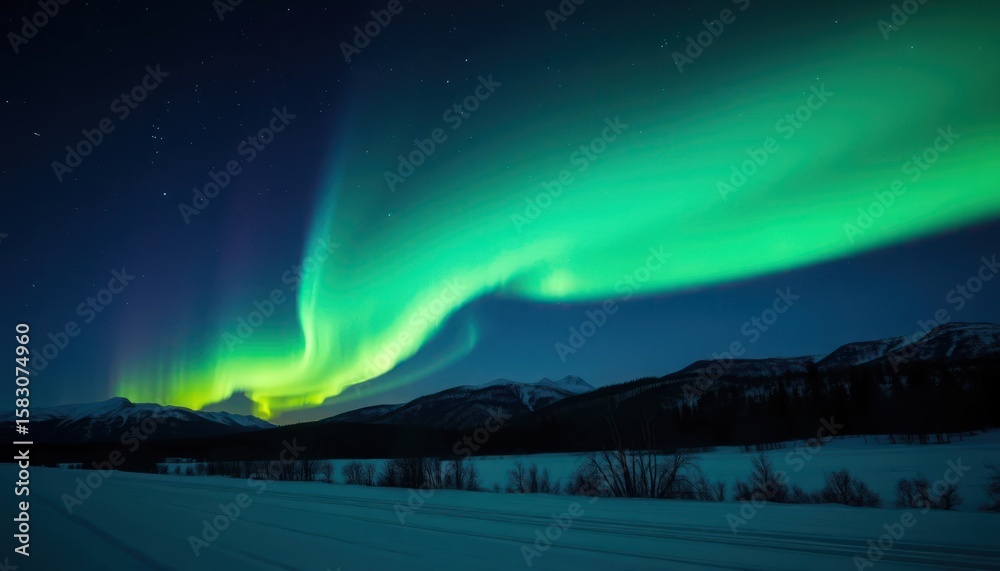 Naklejka premium Spectacular view of the Aurora Borealis dancing across the night sky