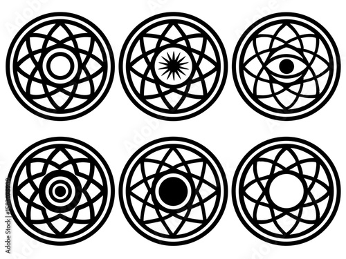 Collection of six intricate circular geometric and esoteric symbols
