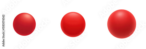 Three red ellipsoids lined up in increasing size against black background