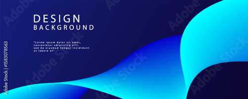Abstract dark blue banner template. Minimalist vector wavy solid line background with text for social media covers and headers.