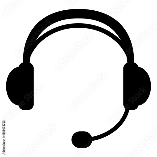 Icono silueta de auriculares con micrófono sin cables	