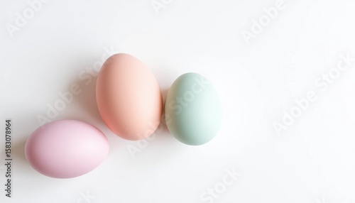 Wallpaper Mural Three pastel-colored eggs on a white background, perfect for easter Torontodigital.ca