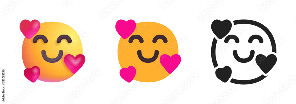 Fototapeta premium Smiling Face with Hearts Icon 