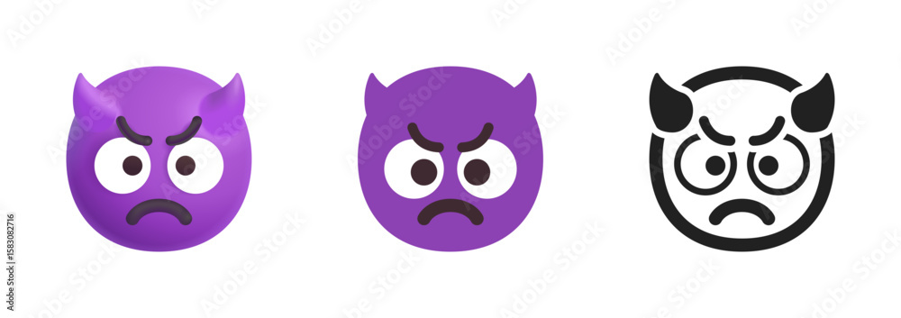 Fototapeta premium Angry Face With Horns Icon 