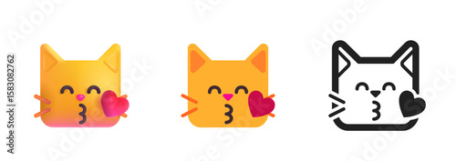 Kissing Cat Face with Heart Icon
