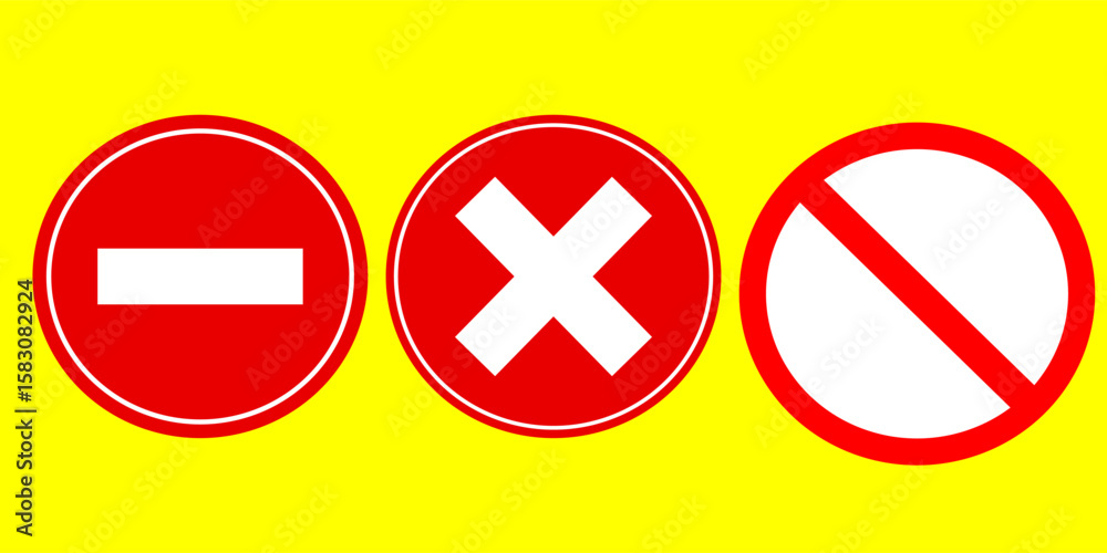 Fototapeta premium Set of no entry signs and stop signs.