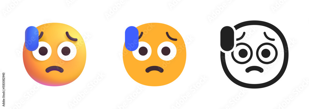 Fototapeta premium Anxious Face with Sweat Icon 
