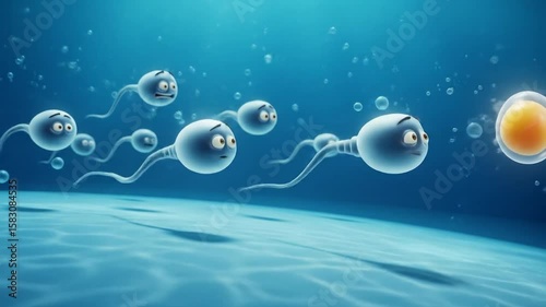 Sperm cells swimming towards ovum