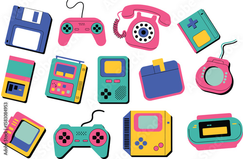 Retro 80s Synthwave Vector Background with Neon Lights, Vintage 1980s Style Vector Design with Grid and Sunset, Futuristic 80s Retro Wave Illustration with Vaporwave Elements, 80s Themed Abstract Vect