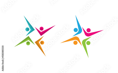 Human care Love adoption group network and social logo design v.56