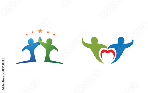 Human care Love adoption group network and social logo design v.58