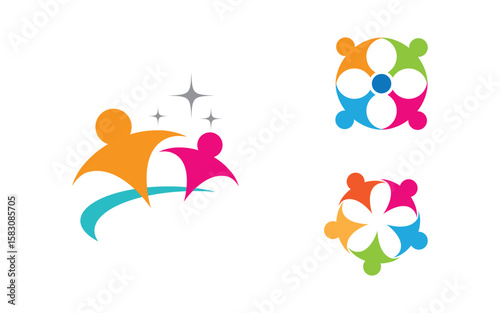 Human care Love adoption group network and social logo design v.62