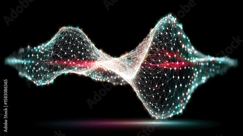Abstract Digital Waveform: Glowing Network of Nodes and Lines