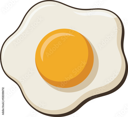 Simple fried egg yolk and white isolated on transparent background