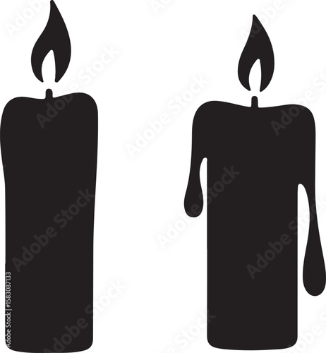 Set of candle silhouette. candle silhouettes design. Elegant set of candle silhouette vector illustration. birthday candle silhouette design