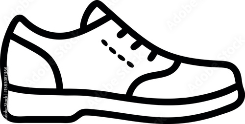Black and white line drawing of a laced shoe footwear