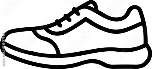 Black and white line drawing of a sneaker shoe footwear 1