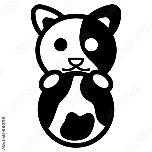 Cat with World Solid Black