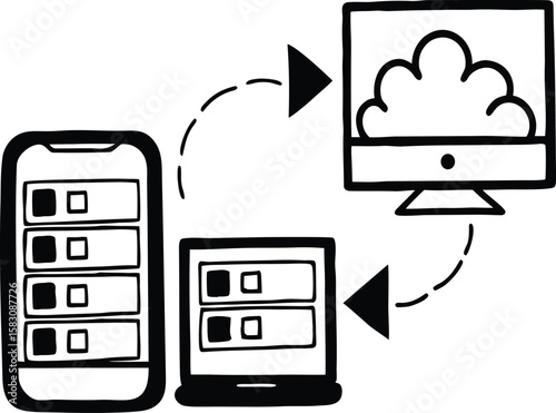 API Integration and Cloud Sync Icons