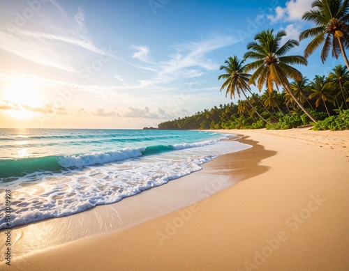 Tropical Beach Paradise at Dawn
