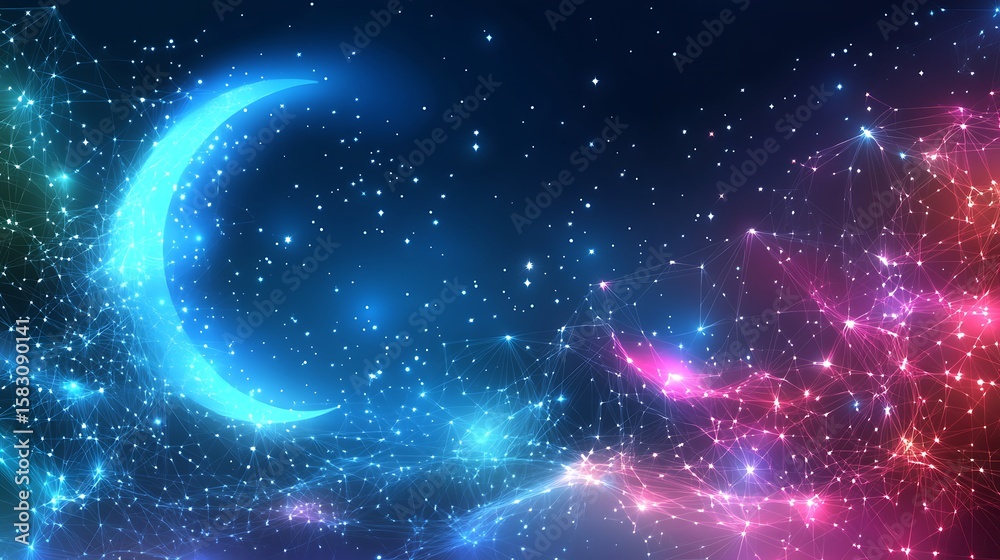 Obraz premium Futuristic cosmic moon