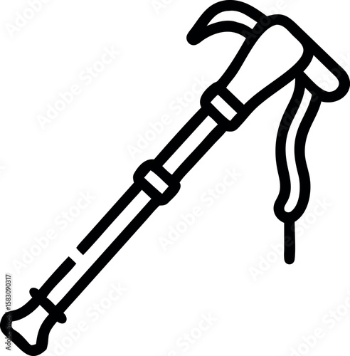 Black outline of a hiking walking stick trekking outdoor