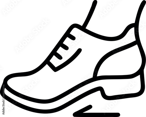 Black outline of a shoe with laces and sole detail