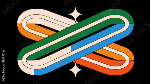 Dynamic Abstract Lines Intertwined Shapes with Geometric Harmony and Sparkling Accents