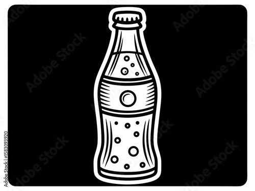 Classic soda bottle with bubbles and a label