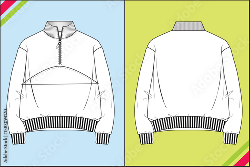 OVERSIZE HIGH NECK QUATER ZIP FULL SLEEVE