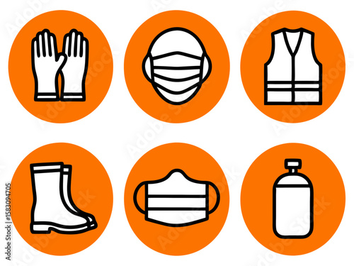 Personal protective equipment icons for safety and health