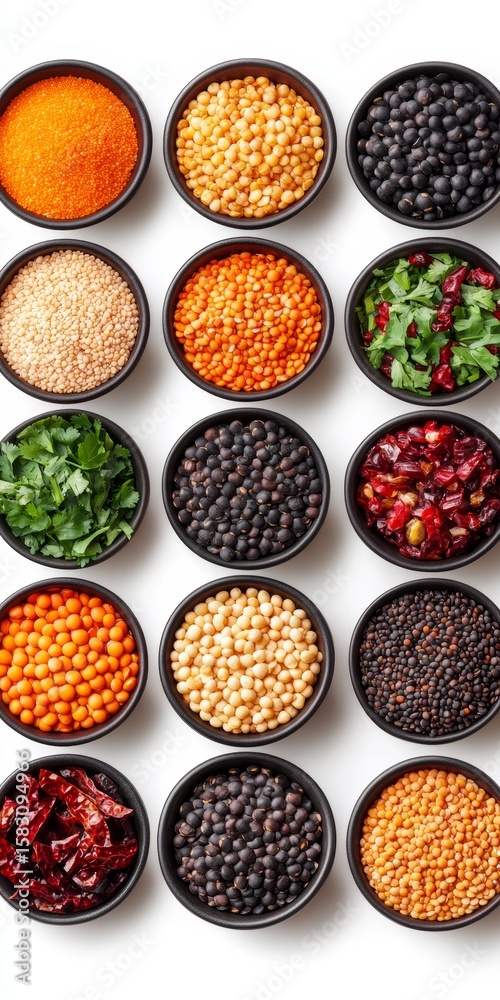 Naklejka premium Diverse Selection of Raw Beans for Food Photography and Dieticians Promoting Healthy Lifestyles