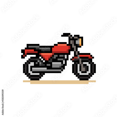 8-Bit Pixel Art Motorcycle Icon
