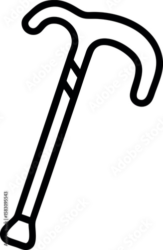 Black outline of a walking cane walking stick mobility aid