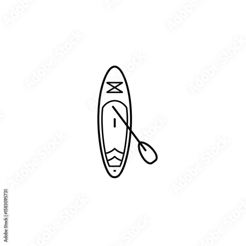 Vector icon of a paddleboard with a paddle
