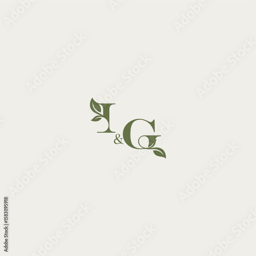 organic leaf logo bold initial concept letter luxury wedding monogram design IG