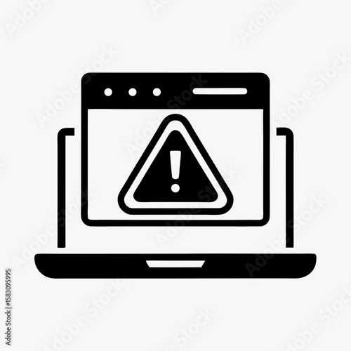 Laptop Error Pop-up Warning Icon - System Alert Symbol