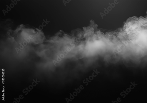 Ethereal mist hangs gently against a pure black backdrop creating a moody and atmospheric monochrome smoke texture.