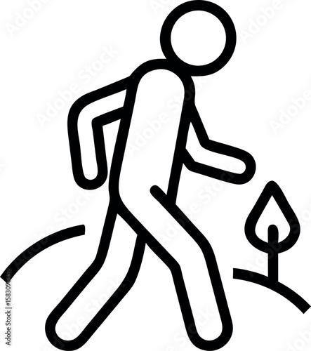 Person walking in a stylized forest landscape figure