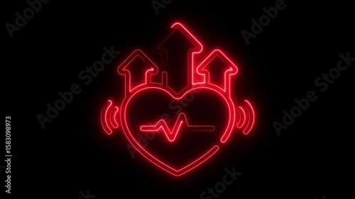 Red heart symbol on black and house background for love day sign illustration