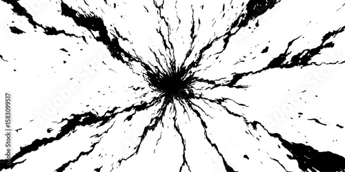 Dramatic black and white cracked explosion texture for creative design projects