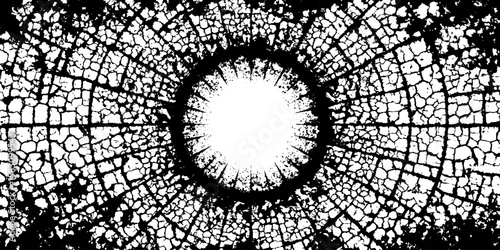 Black and white radial explosion with cracked shattered effect