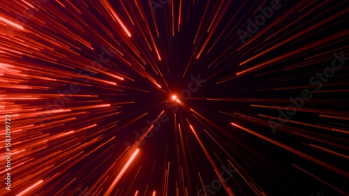 Red Glowing Lines Burst Outward from the Center, futuristic animation.