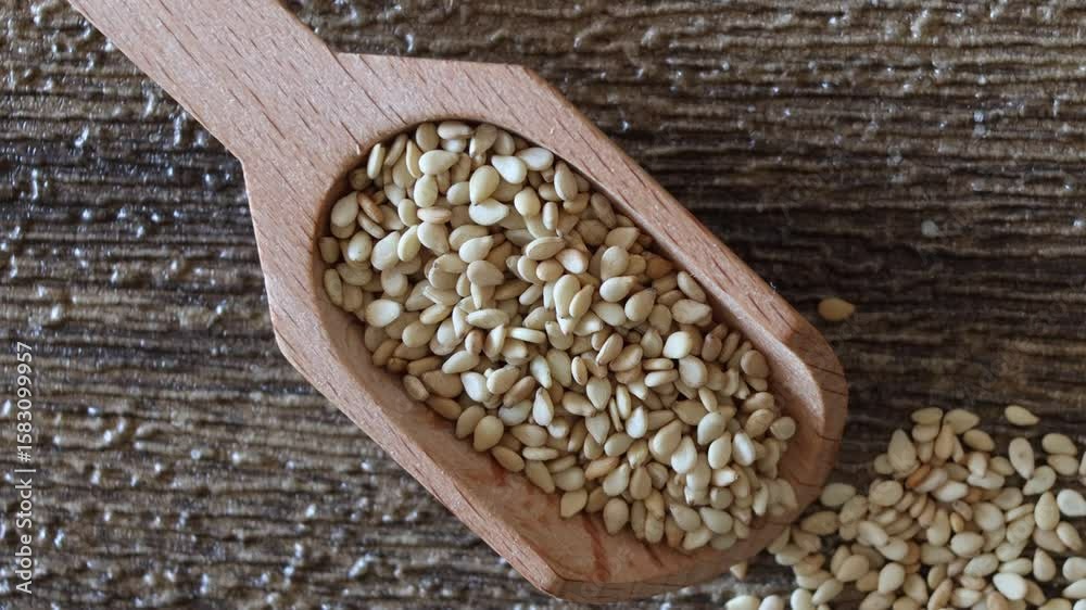 sunflower seeds in a wooden spoon