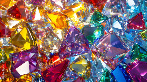 Colorful gemstones and jewels. Abstract background of sparkling diamonds and crystals.