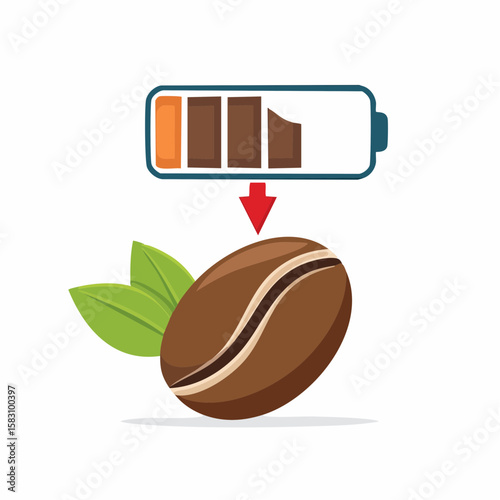 Coffee bean fueling a Battery; Concept for energy boost
