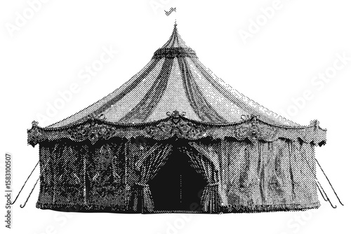 Circus big top tent halftone grunge vector design element